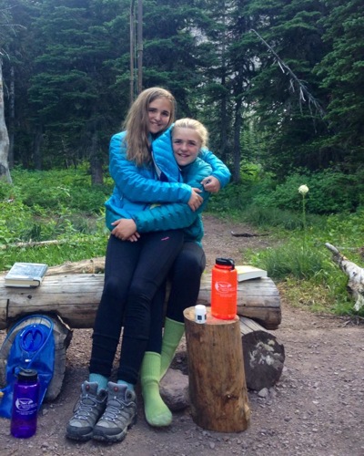 teenage sisters camping