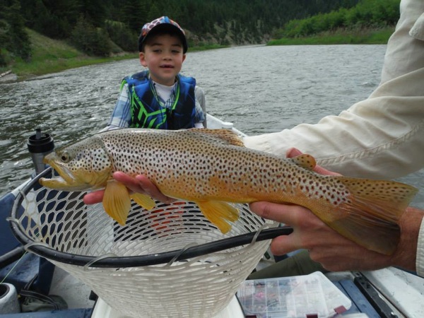 Kids catching fish on the Smith River, Montana.