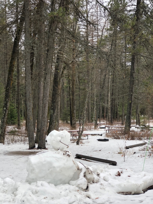 A Snowman in Glacier during the government shutdown
