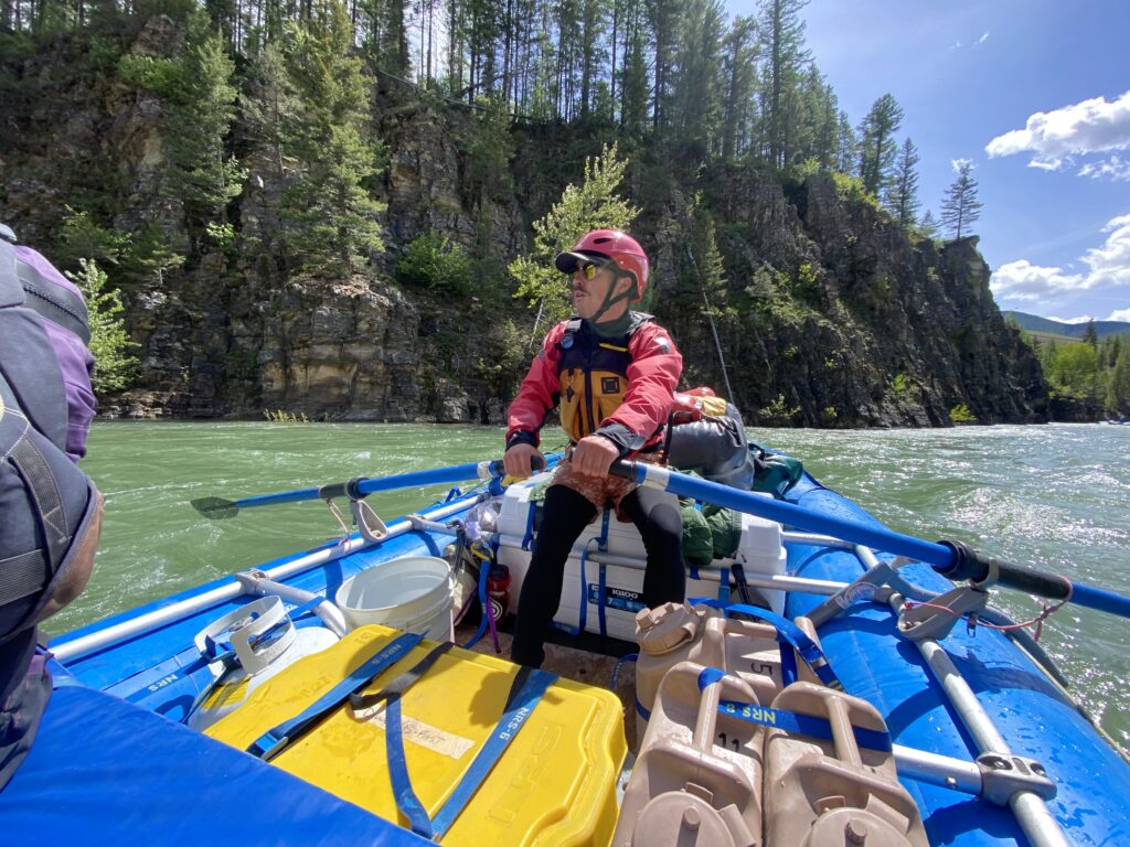 Raft guide training featuring guide Nolan Reid. Photo by guide Kim Lichter