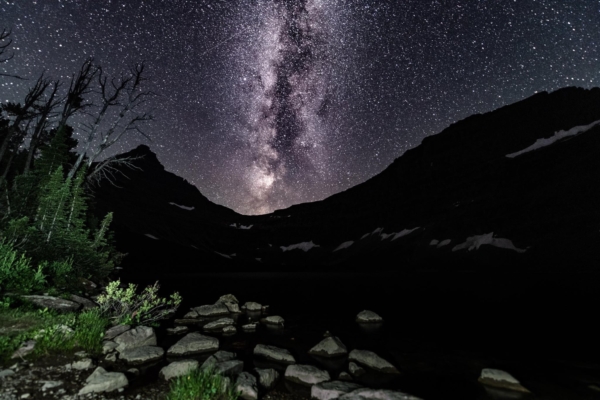 starry skies over Glacier National Park