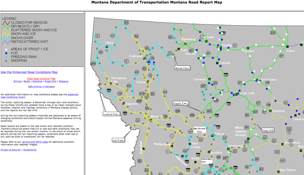 Montana Road Conditions Map