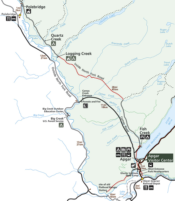 self guided Glacier National Park biking bike routes map
